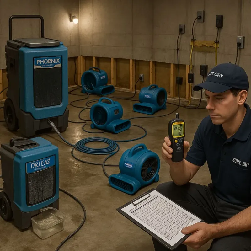 Structural Drying and Dehumidification process in Meadowbrook, CA